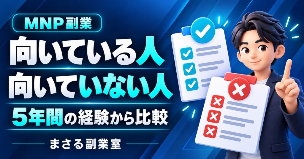 MNP副業：向いている人・向いていない人。5年間の経験から比較