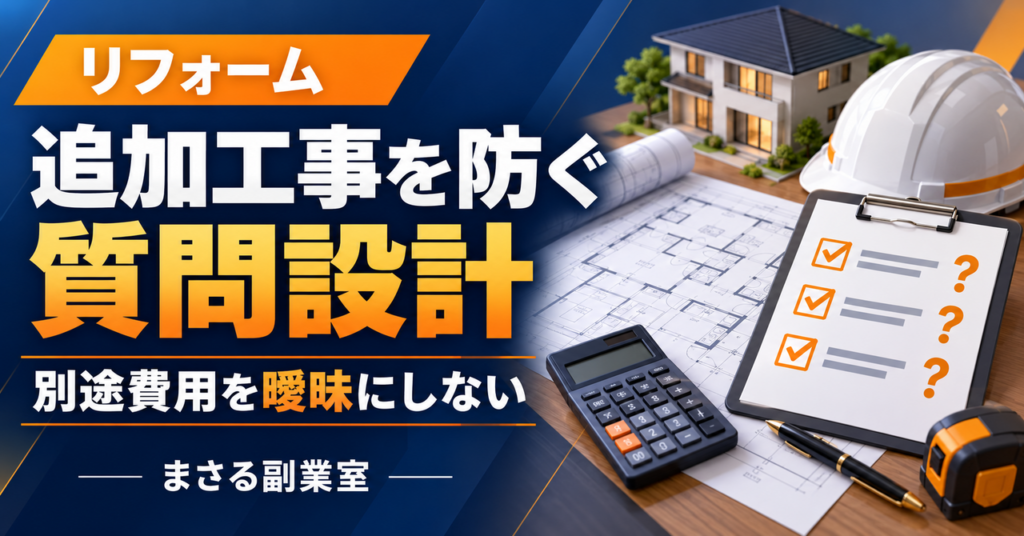 リフォーム：追加工事を防ぐ質問設計。別途費用を曖昧にしない