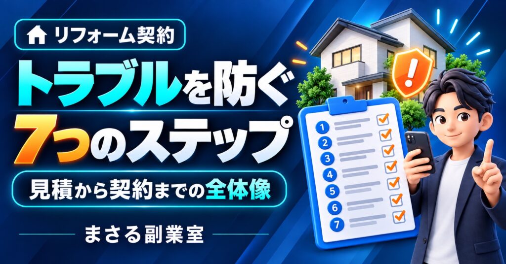 リフォーム契約：トラブルを防ぐ7つのステップ。見積から契約までの全体像