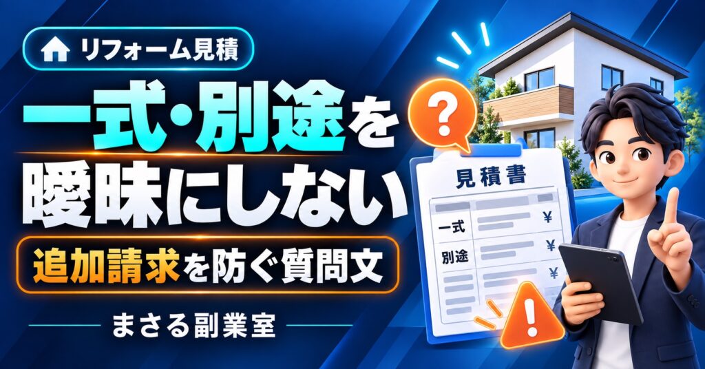 リフォーム見積：一式・別途を曖昧にしない。追加請求を防ぐ質問文