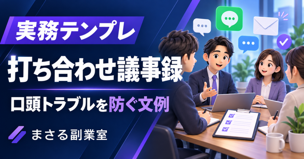 実務テンプレ：打ち合わせ議事録。口頭トラブルを防ぐ文例
