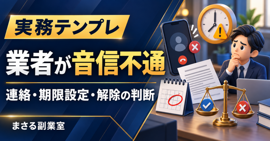 実務テンプレ：業者が音信不通。連絡・期限設定・解除の判断