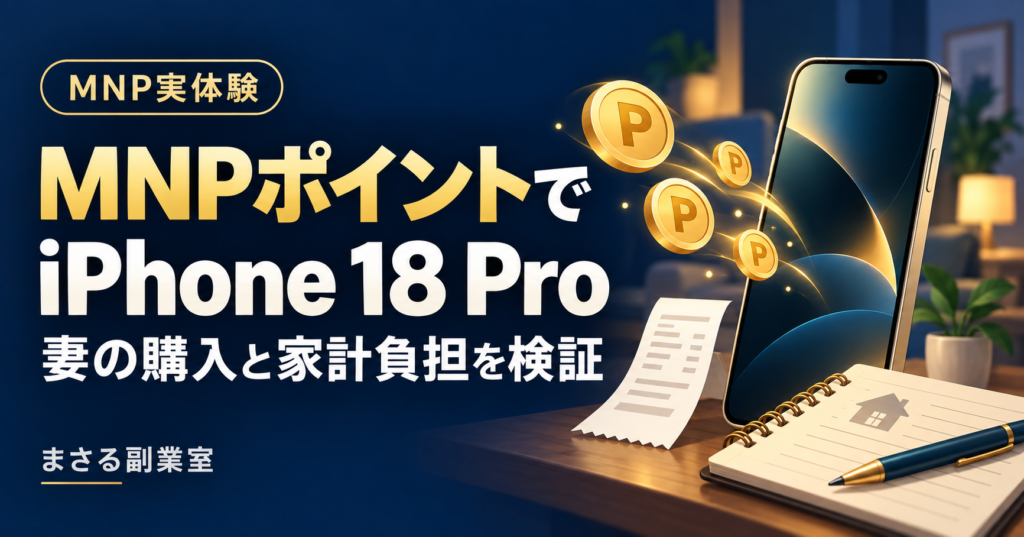 MNPで貯めたポイントで妻のiPhone 18 Proを購入。現金支出と家計負担を考える記事のアイキャッチ